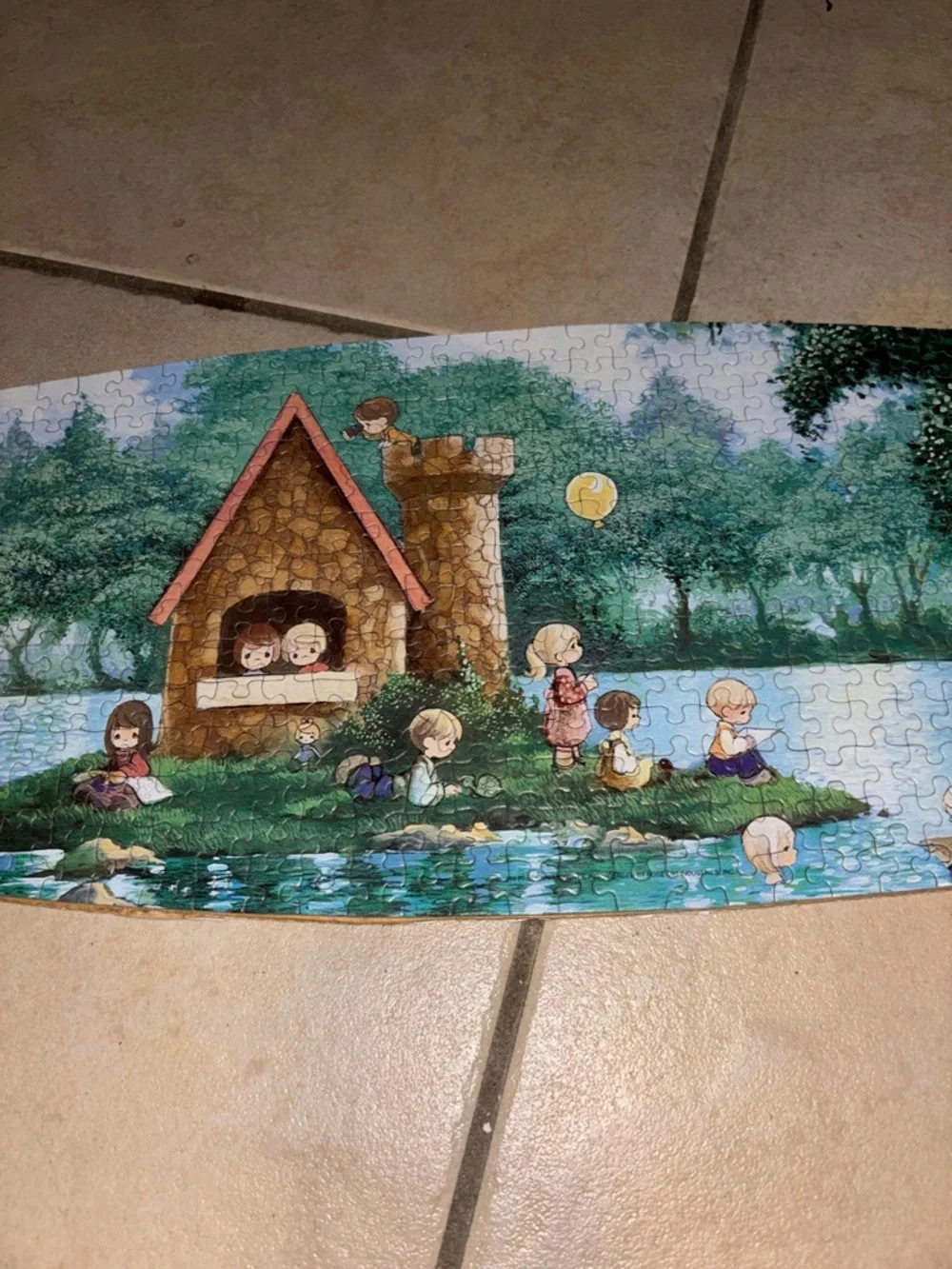 Vintage 1995 Display Puzzle Precious Moments Grandpa's Island Spring Panorama